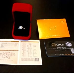 New 1ct Moissanite & 925 Silver Ring with GRA documents